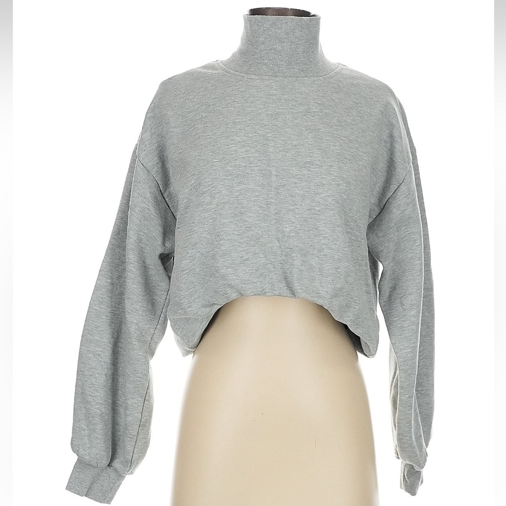 Pilcro Gray Cropped Turtleneck Sweater